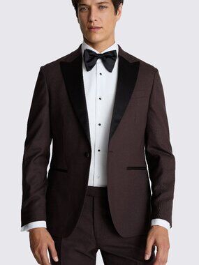 [NWT] Claret/Brown Slim Fit Tuxedo Dinner Jacket, Wool/Silk